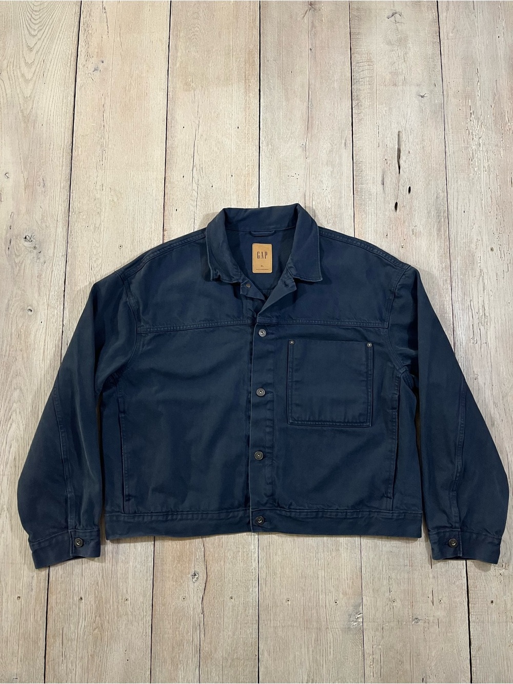 Gap Relaxed Denim Icon Boxy Oversized Jacket Navy Night Shadow Size XL